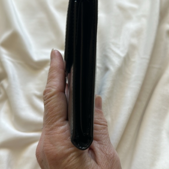 PRADA black leather patent wallet 5x4.5 inch Authentic Vintage clean & pristine - Picture 2 of 9